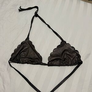 PILYQ/PQ Swim Bikini Top in Black Shimmer Size Medium